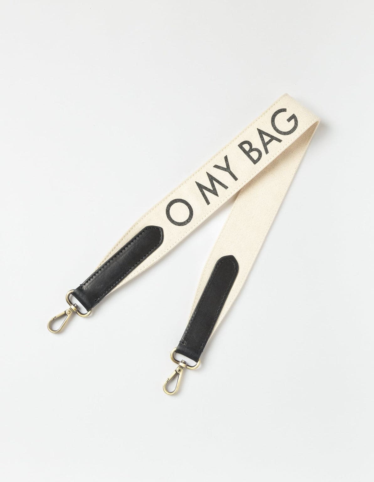 Shoulder Canvas Logo Strap White & Black Classic Leather – O My Bag