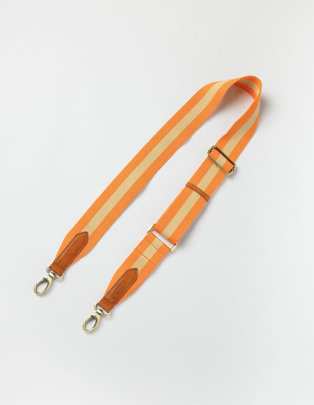 Striped Webbing Strap Orange & Cognac Classic Leather – O My Bag