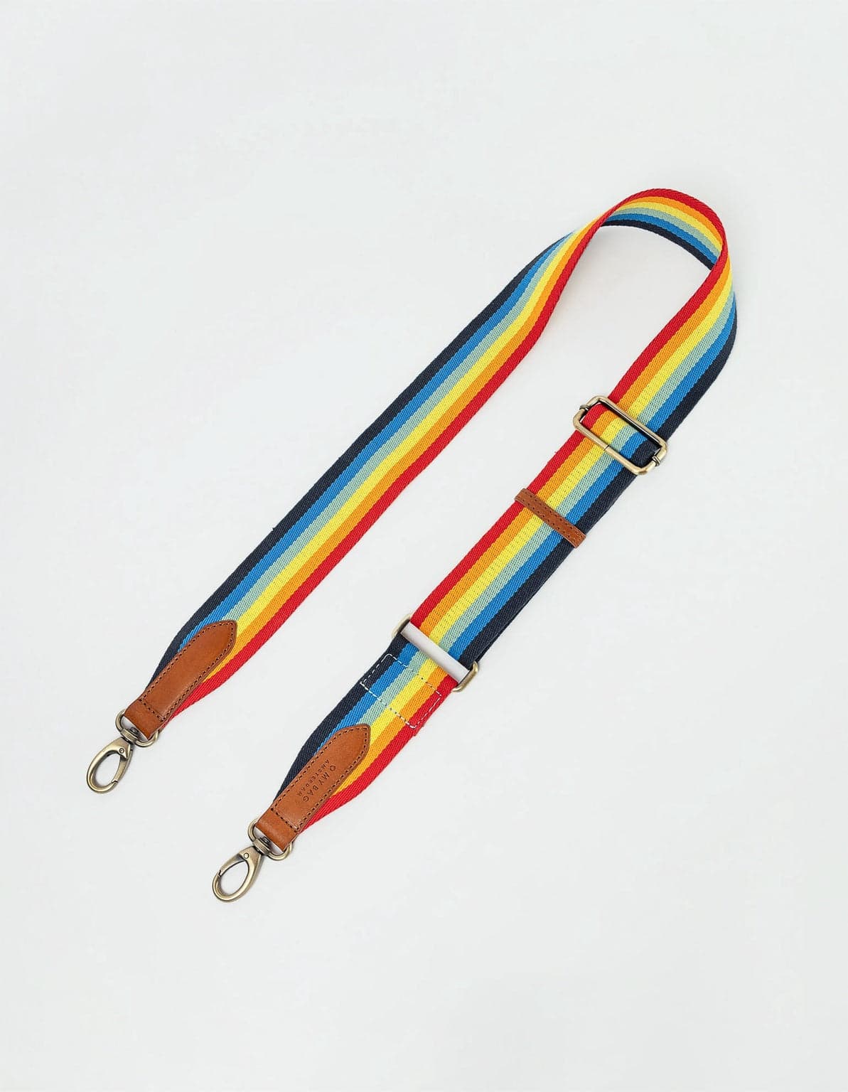 Rainbow Webbing Strap Brown Classic Leather – O My Bag