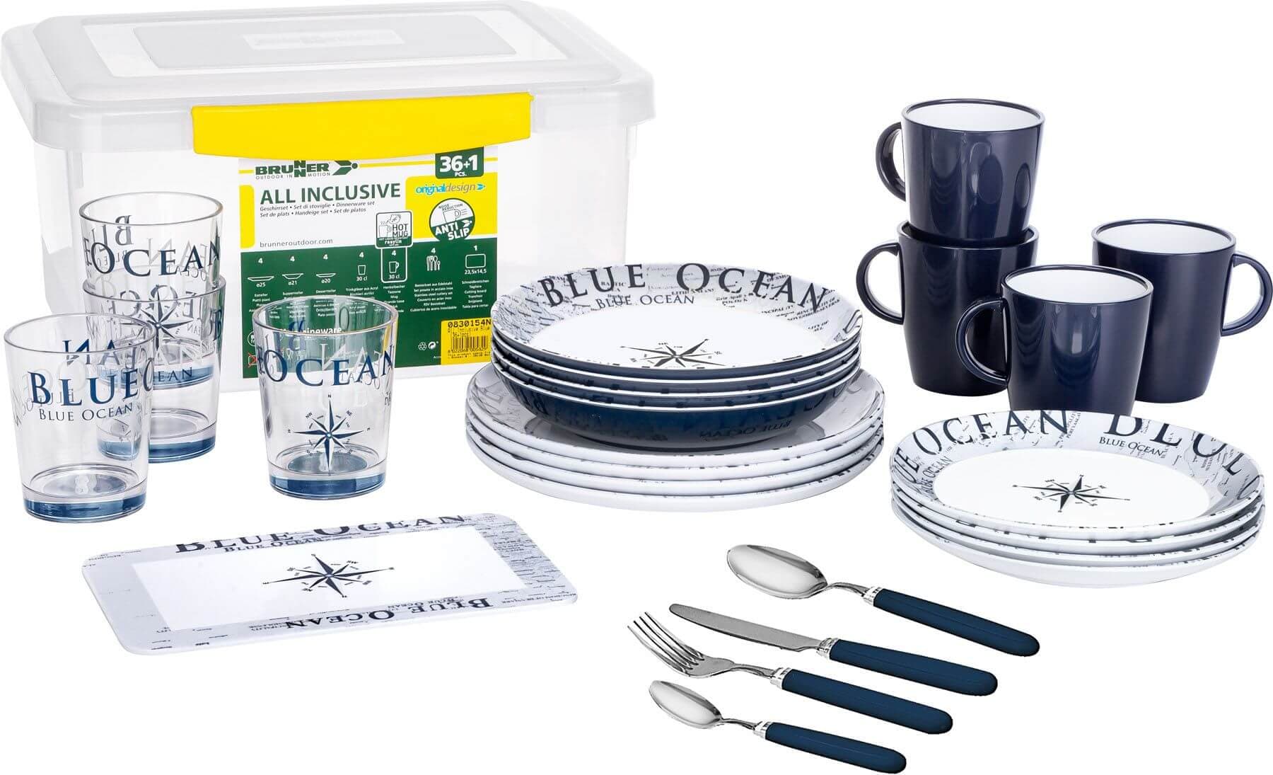 Melamiiniastiasto Blue Ocean liukuesteellä, Brunner – Brunner