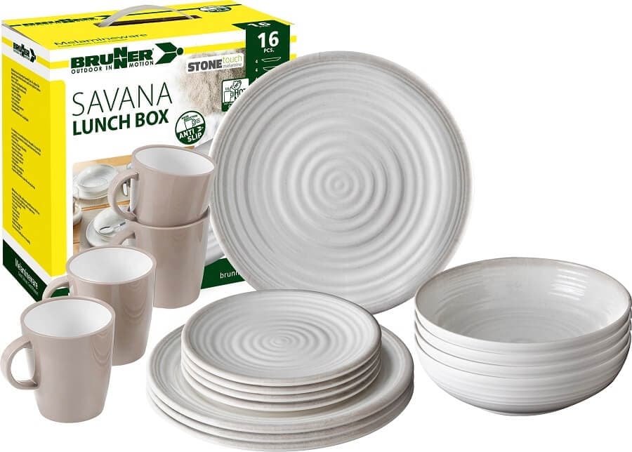 Melamiiniastiasto Savana, liukueste, 16 osaa, Brunner – Brunner