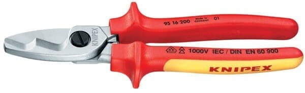 Kaapelileikkurit 2K VDE, kaksoisterä, 200 mm, Knipex – Knipex