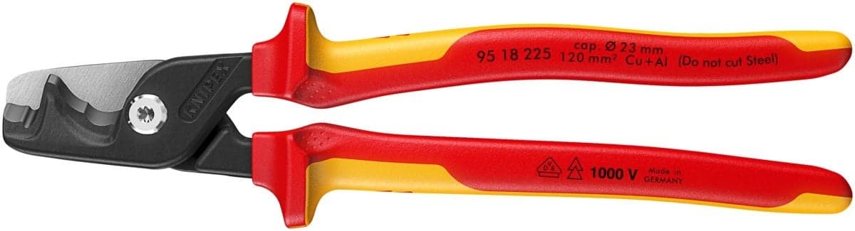 Kaapelileikkurit kaksoisterällä, 225 mm, VDE, Knipex – Knipex