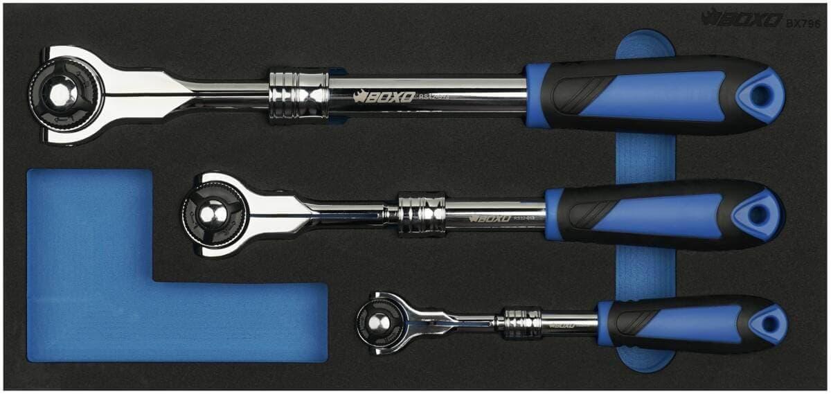 Nivelletty teleskooppiräikkäsarja 1/4", 3/8" ja 1/2", Boxo – Boxo