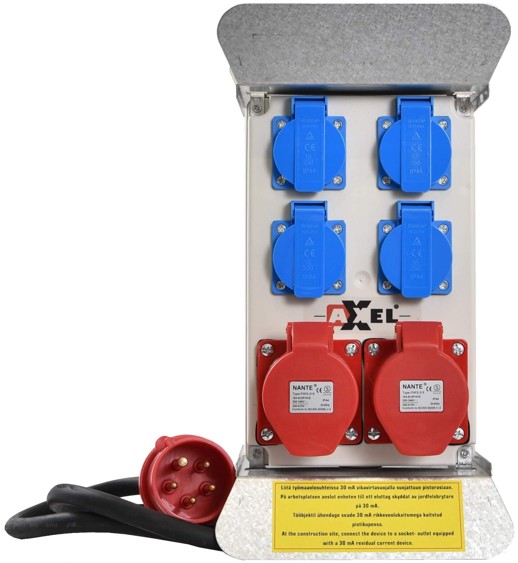 Työmaakeskus teräskehikolla, 16 A / 230 V / 400 V, Kempten – Kempten