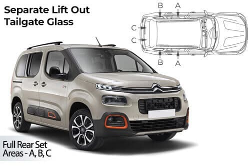 Häikäisysuojasarja Citroen Berlingo Multispace XL, 5 ovinen (2018➟), Car Shades – CarShades