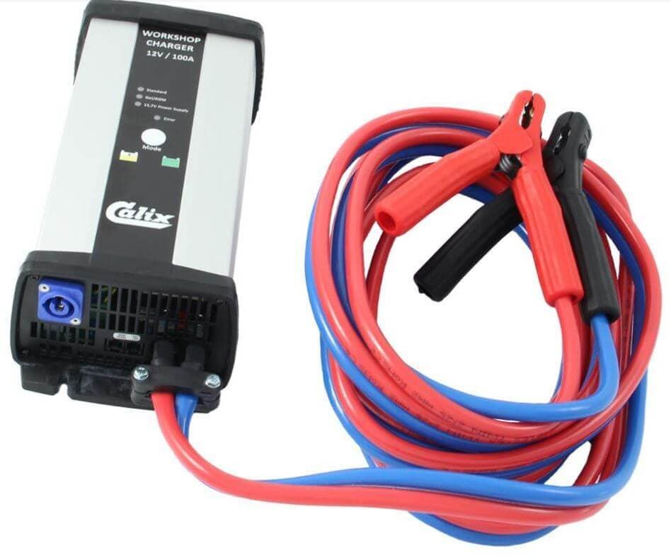 Akkulaturi korjaamoihin 12 V / 100 A, Calix Akkulaturi 12 V, kaapelin pituus 2 m – Calix