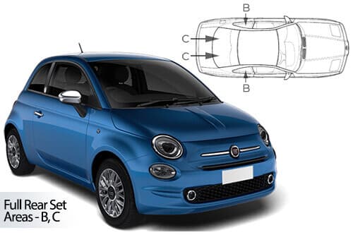 Häikäisysuojasarja Fiat 500, 3 ovinen (2008➟), Car Shades – CarShades