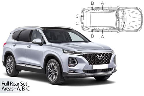 Häikäisysuojasarja Hyundai Santa Fe, 5 ovinen (2018➟), Car Shades – CarShades