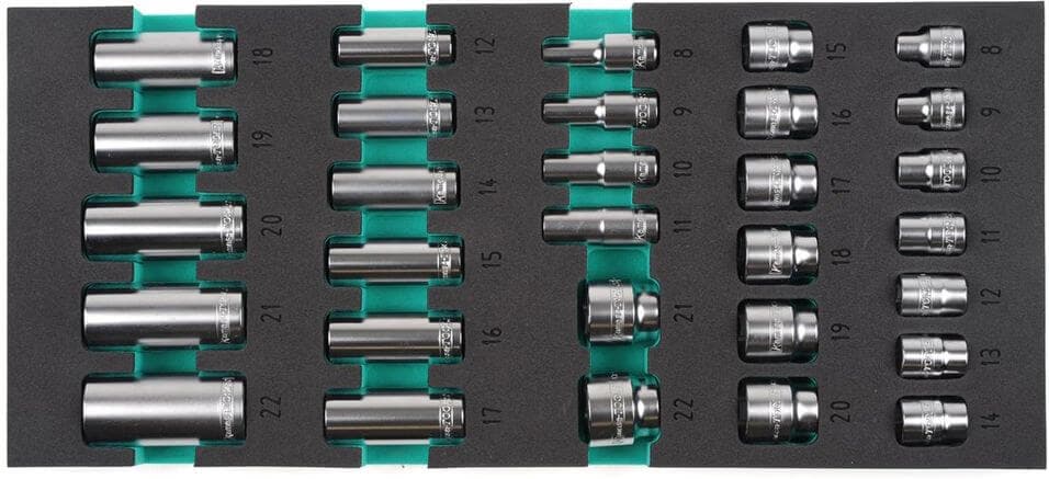 Hylsysarja 3/8" (8-22 mm, lyhyet ja pitkät), Kamasa-Tools – Kamasa-Tools