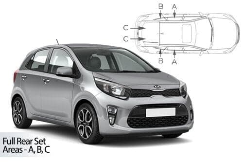 Häikäisysuojasarja Kia Picanto, 5 ovinen (2017➟), Car Shades – CarShades