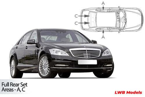 Häikäisysuojasarja Mercedes-Benz S Class Lang LWB W221, 4 ovinen (2006-2013), Car Shades – CarShades