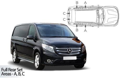 Häikäisysuojasarja Mercedes-Benz Vito LWB, 5 ovinen (2015➟), Car Shades – CarShades
