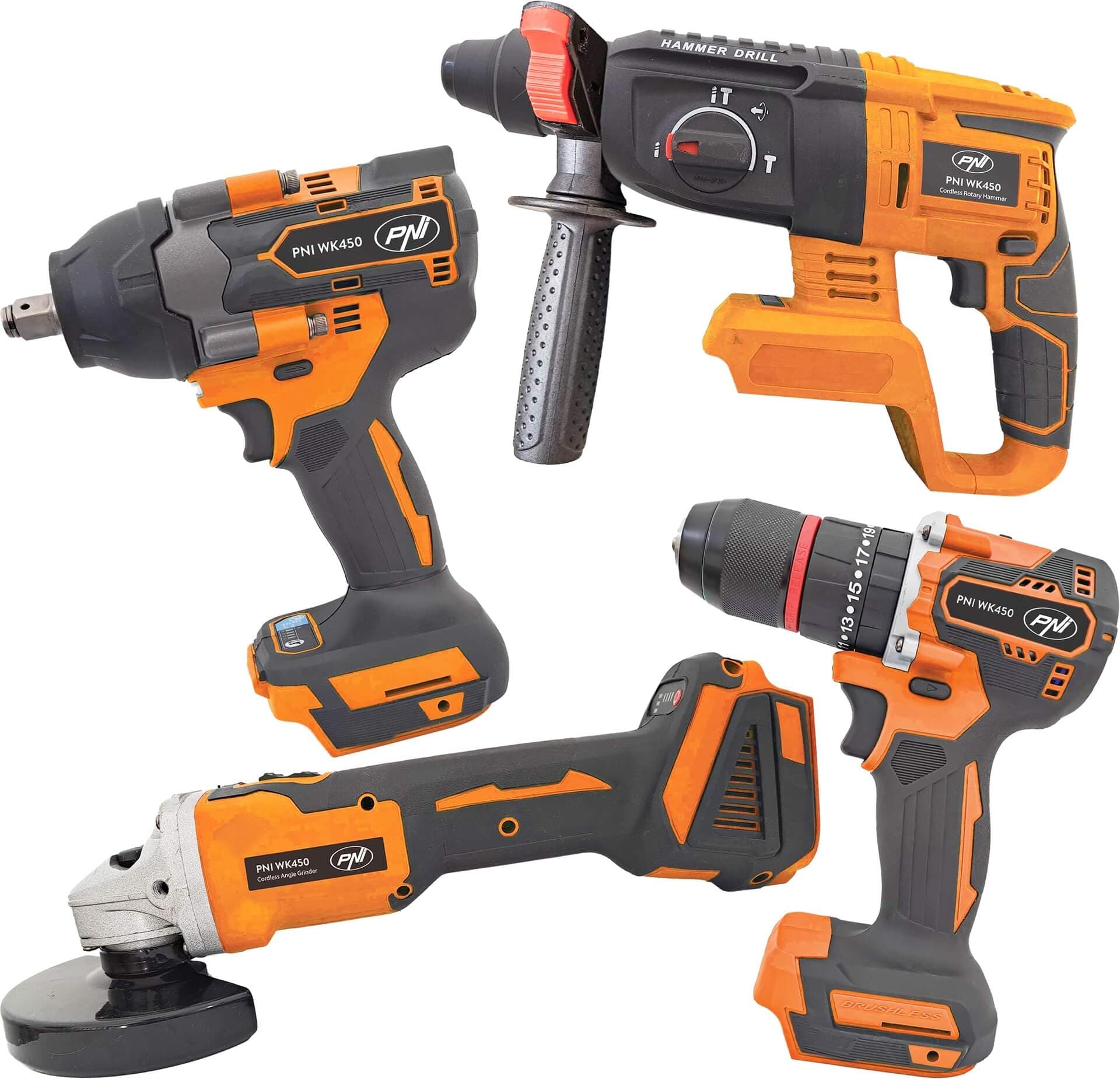 Akkutyökalusetti 4 konetta, 2 akkua ja pikalaturi, PNI – PNI