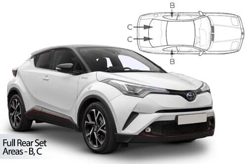 Häikäisysuojasarja Toyota C-HR, 5 ovinen (2017-2023), Car Shades – CarShades
