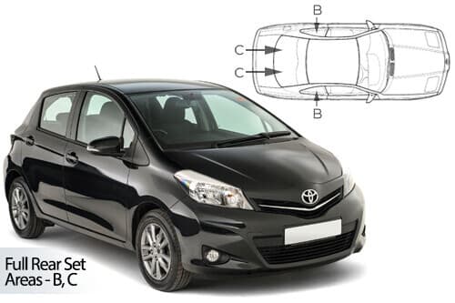 Häikäisysuojasarja Toyota Yaris, 5 ovinen (2011-2017), Car Shades – CarShades