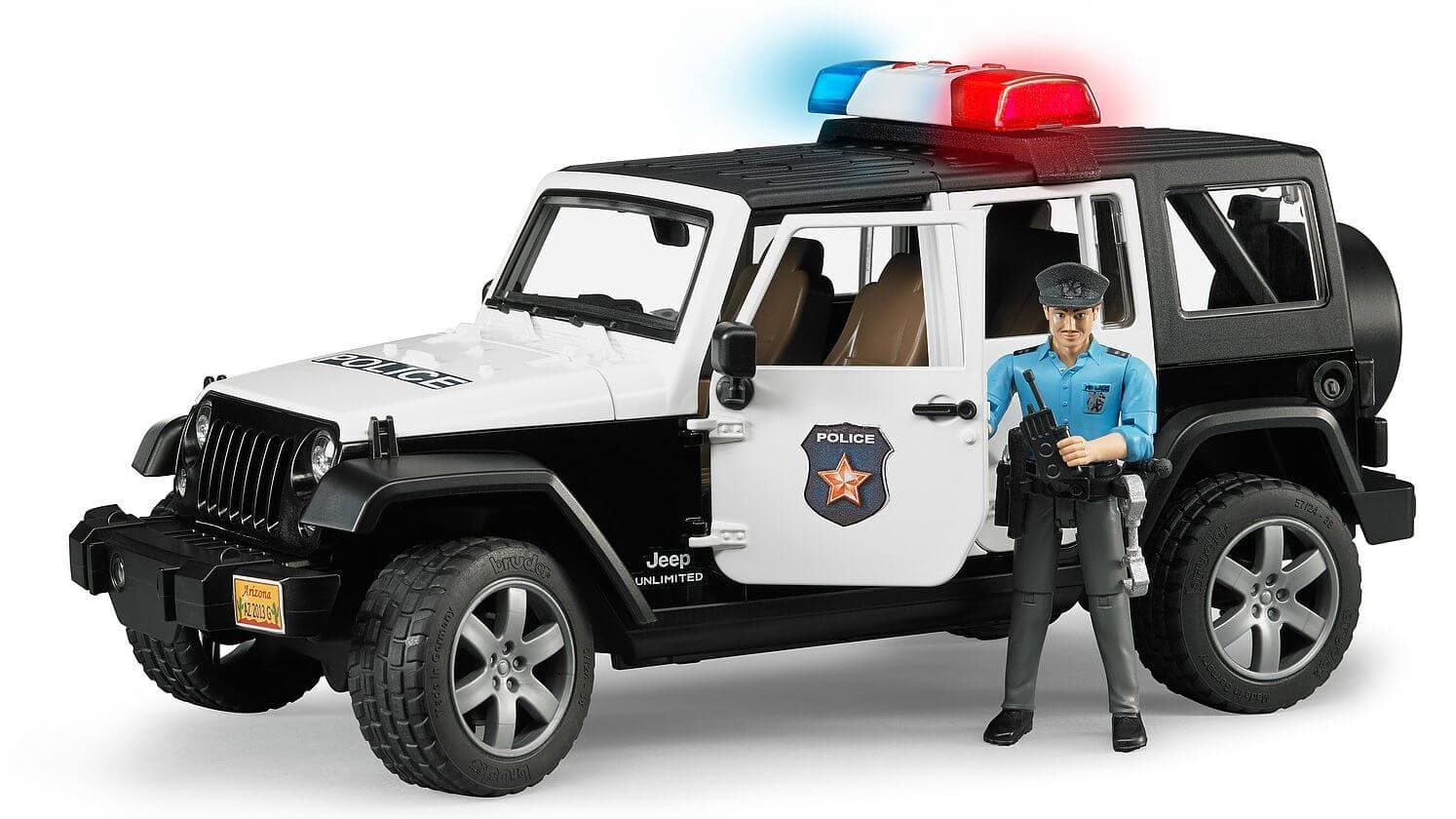 Lelu Poliisiauto Jeep Wrangler äänellä ja valoilla (1:16), Bruder – Bruder