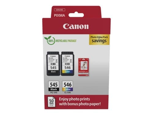 Canon Ink Photo Value Pack Pg-545/cl-546 + 10x15cm Photo 50-sheet – Canon