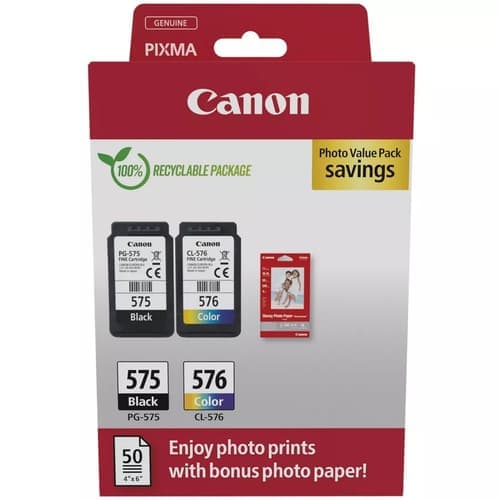 Canon Muste Value Photo Pack Pg-575/cl-576 + Paperi Gp-501 50kpl – Canon