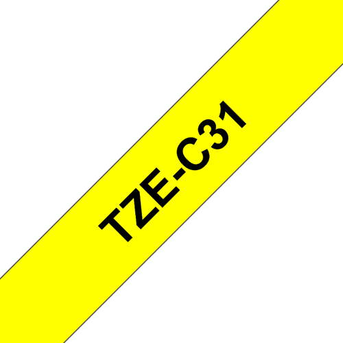 Brother Tape 12mm Tze-c31 Musta/neon Keltainen – Brother