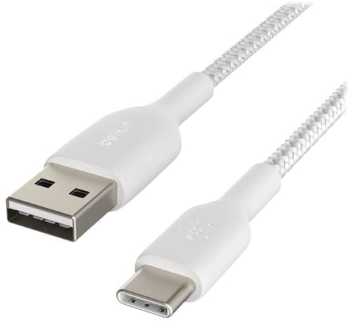 Belkin Braided Cable 1m Usb-a Usb-c Valkoinen – Belkin