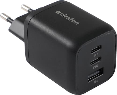 Cirafon 65w Moniliitäntäinen Usb-c-laturi Pd/qc 3.0 Musta – Cirafon