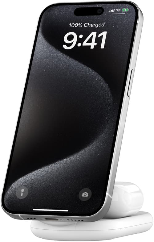 Belkin Magnetic 2-in-1 Stand Qi2 1.5m Valkoinen – Belkin