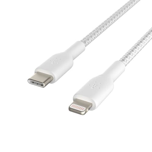 Belkin Lightning To Usb-c Cable Braided 1m Valkoinen – Belkin