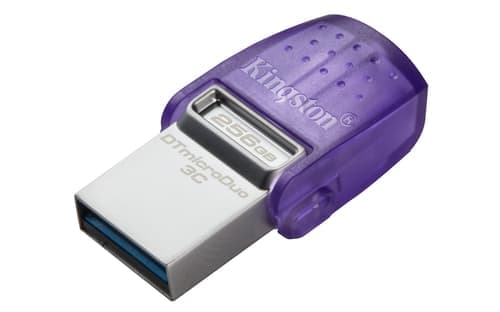 Kingston Datatraveler Microduo 256gb Usb-a / Usb-c Ruostumaton Teräs, Purppura – Kingston