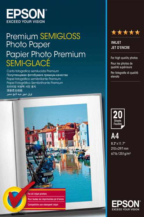 Epson Paperi Photo Premium Semiglossy A4, 20 Arkkia, 250 G – Epson