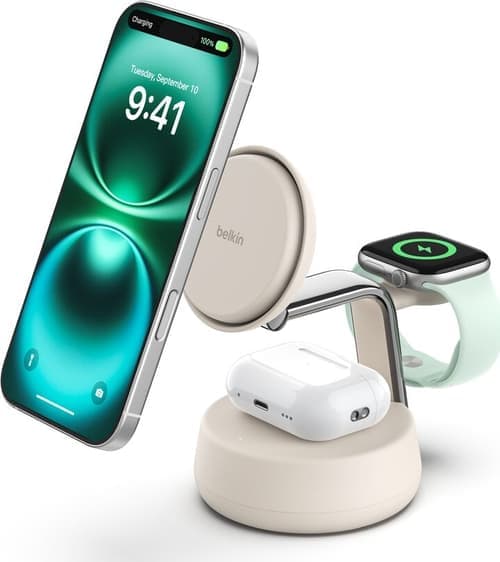 Belkin Ultracharge Pro 25w Qi2 3in1 Magnetic Charger 1.5m Valkoinen – Belkin