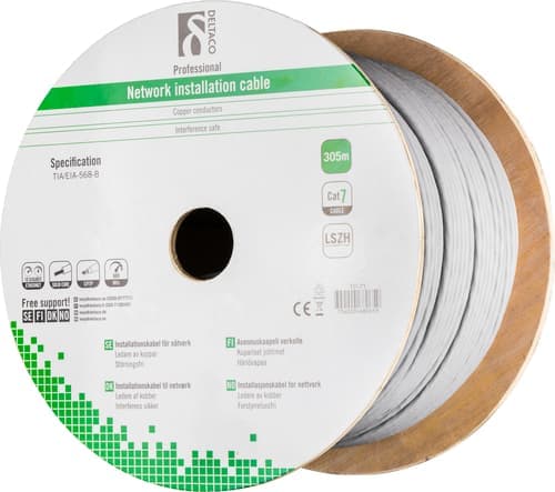 Deltaco Bulk-kaapeli Ei Cat 7 305m Harmaa – Deltaco