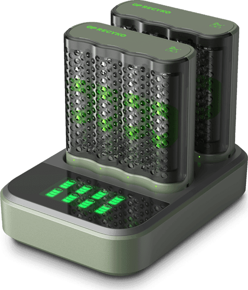 Gp Recyko Speed Akkulaturi M452, Usb-liitännällä, 2 Telakkaa Ja 8 Kpl 2600 Mah:n Akkuja – GP