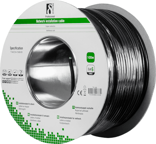 Deltaco Installation Cable Outdoor Ei Cat 6 100m Musta – Deltaco