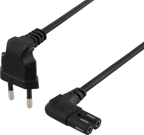 Deltaco Maadoittamaton Virtakaapeli, 3m, Cee 7/16-iec60320 C7, Musta 3m Cee7/16 C7 Musta – Deltaco