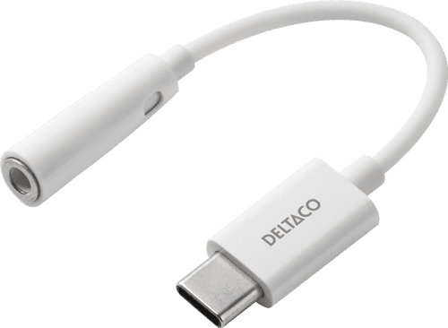 Deltaco Sovitin Usb-c - 3,5mm, Stereoääni, Aktiivinen, 11cm, Valkoinen – Deltaco