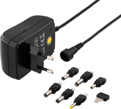 Deltaco Virtasovitin, 100v-240v, 3v-12v, 1,5a, Vaihdettavat Liittimet Musta – Deltaco