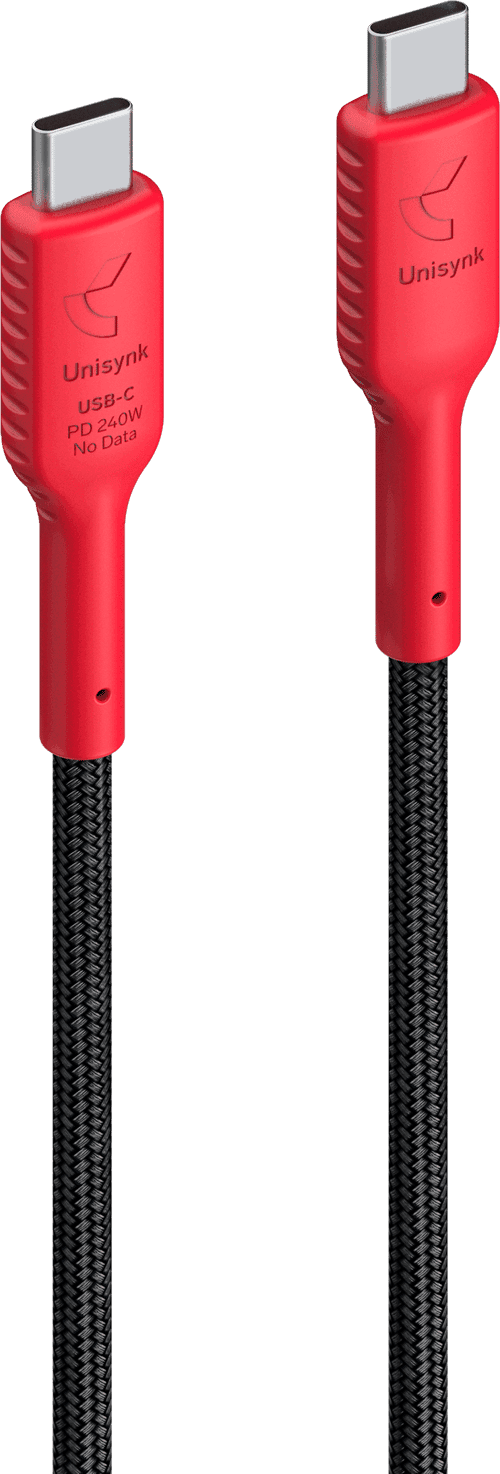 Unisynk Data Blocker Cable 240w 2m Usb-c Usb-c Musta, Punainen – Unisynk