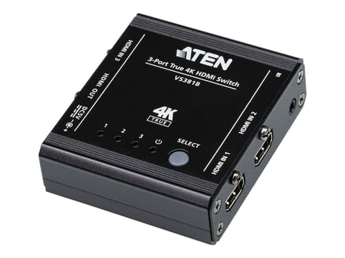 Aten 3-port True 4k Hdmi Switch With Ir Control & Pass-through – Aten