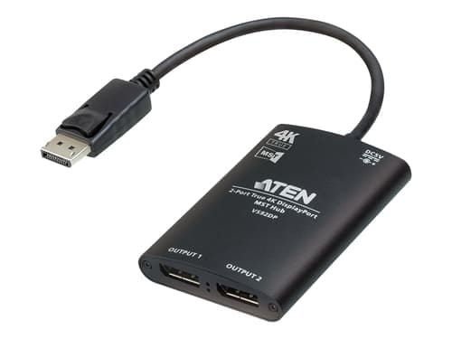Aten Vs92dp 2-port True 4k Displayport Master Compact Splitter With Fixed Displayport Input – Aten