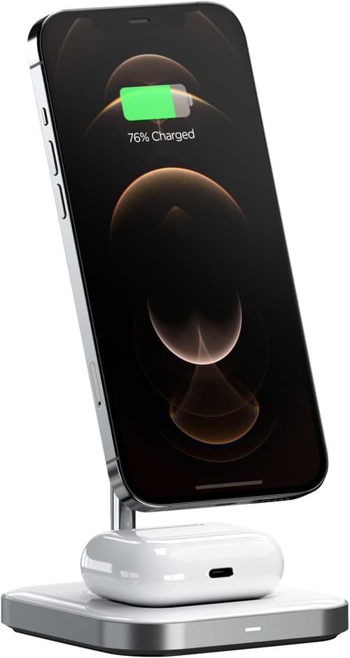 Satechi Magneettinen Langaton 2-in-1-latausteline Hopea, Valkoinen – Satechi