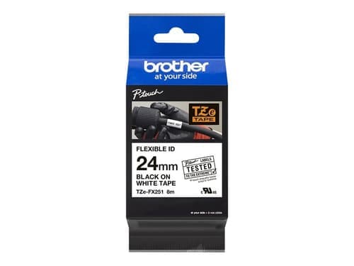 Brother Tape 24mm Tze-fx251 Musta/valkoinen Joustava – Brother
