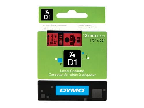 Dymo Tape D1 12mm Musta/punainen – Dymo