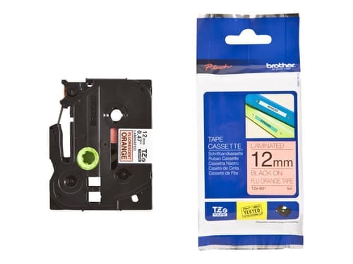 Brother Tape 12mm Tze-b31 Musta/neon Oranssi – Brother