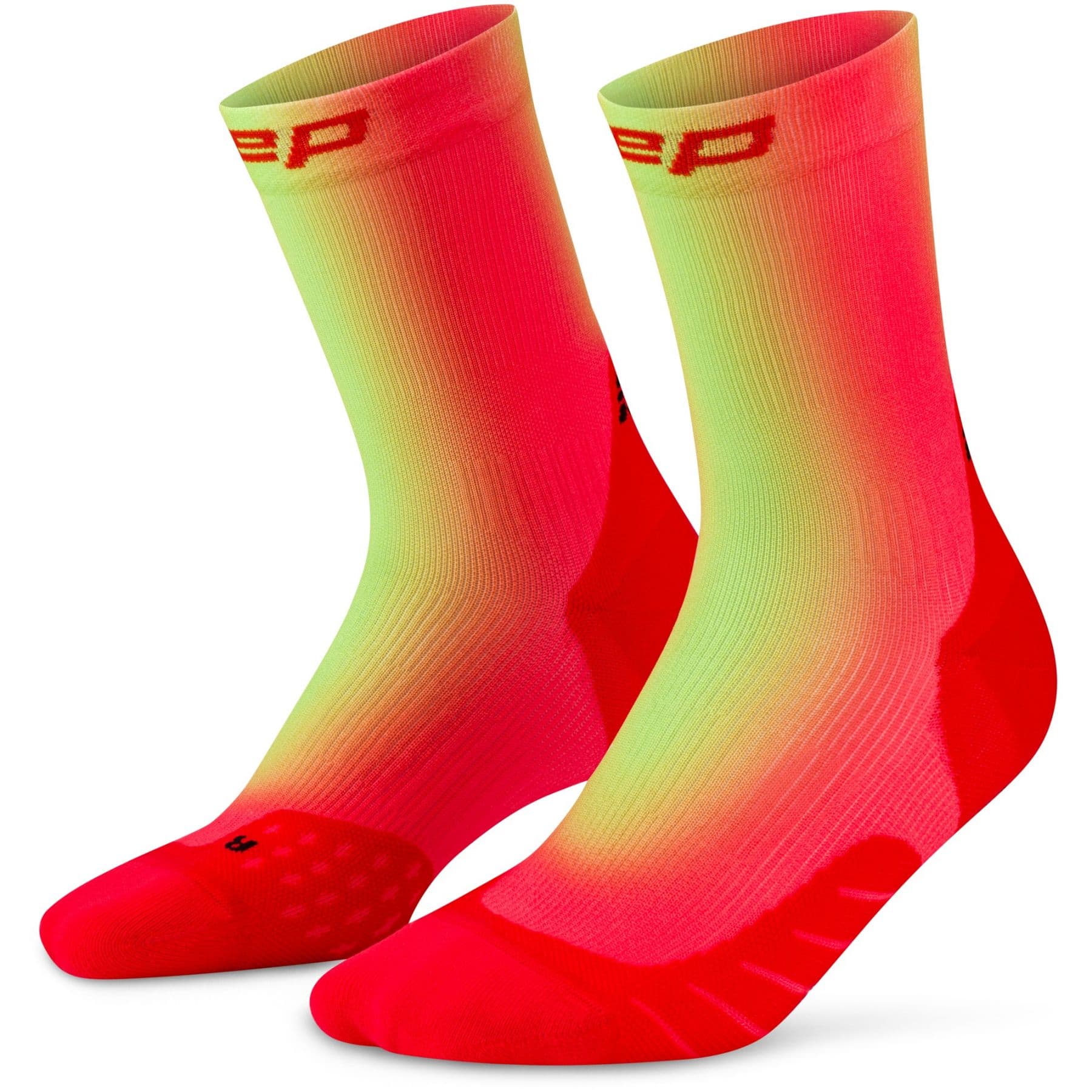 CEP Core Run EDT. GRADIENT Socks Mid Cut 5.0, naisten juoksusukat, punainen/lime – CEP