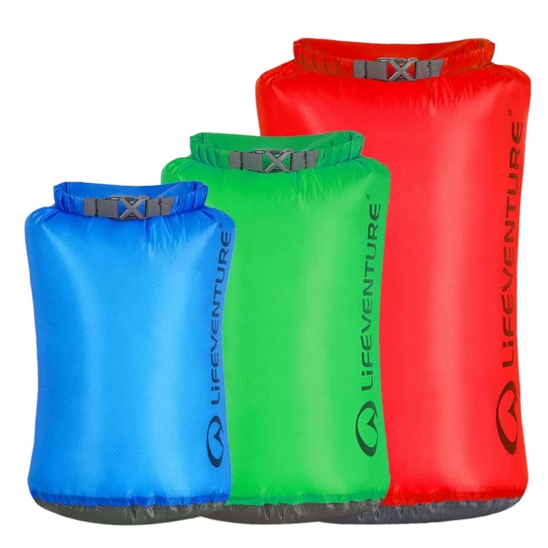 Lifeventure Ultralight Dry Bag Multipack, unisex, sininen, vihreä ja punainen – LifeVenture