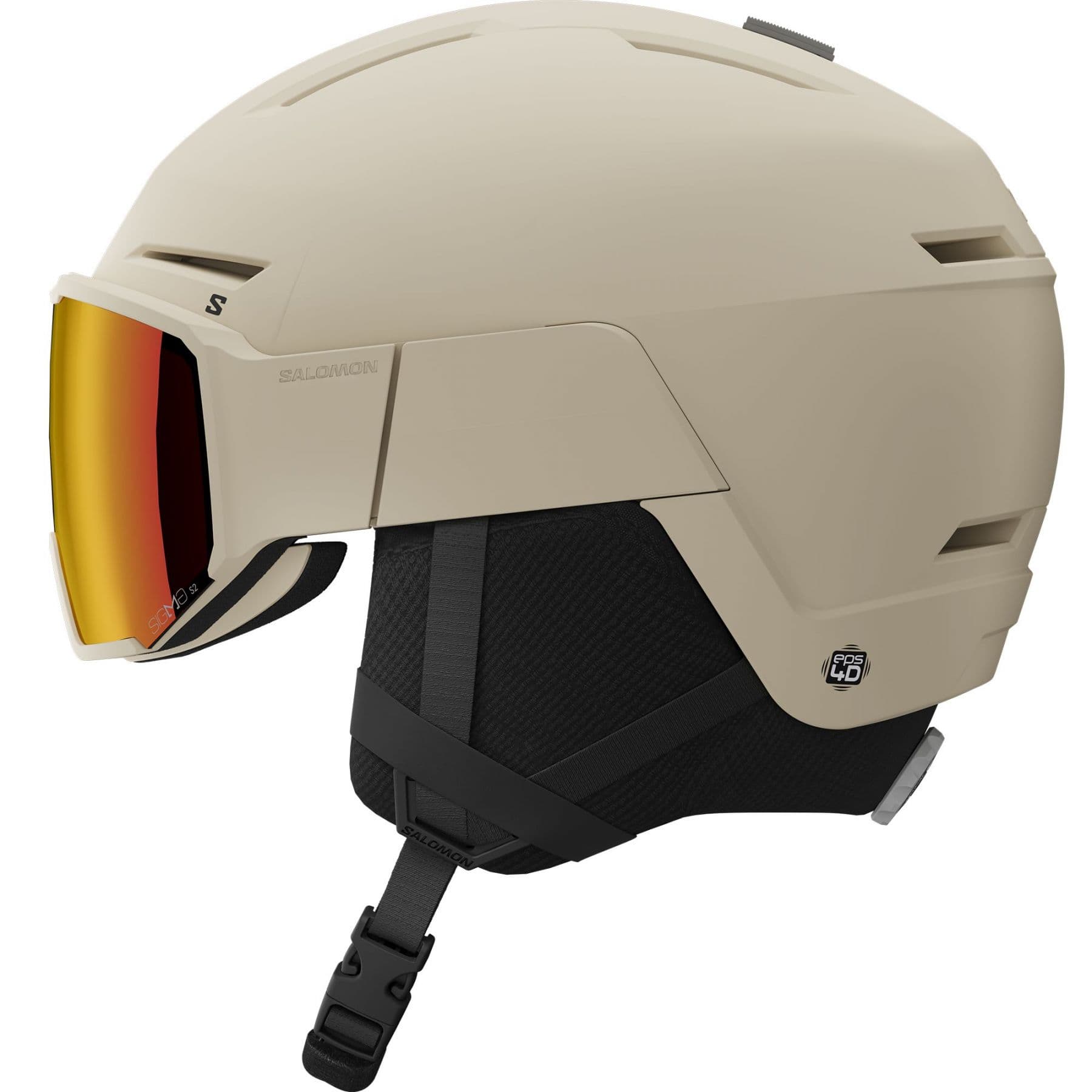 Salomon Osmo Simga, laskettelukypärä visiirillä, beige – Salomon