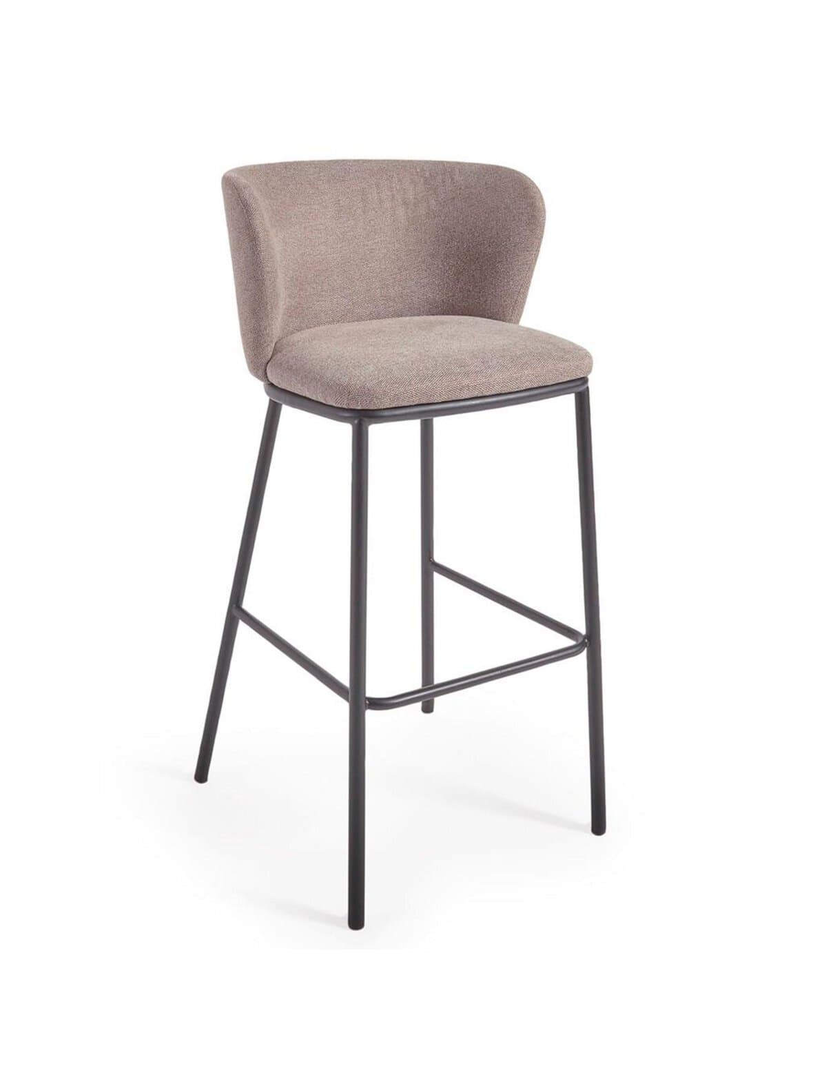 Ciselia-baarijakkara vaaleanruskea chenille-kangas / musta metalli k 75 cm – Kave Home