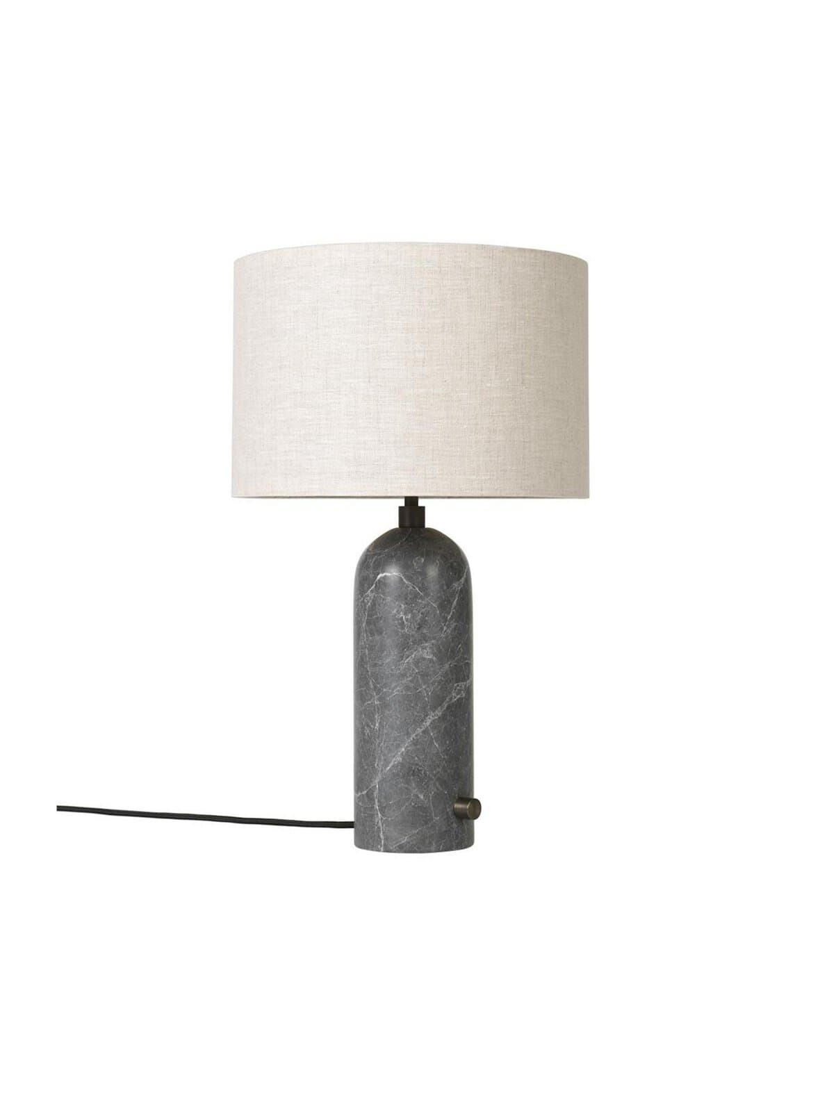Gravity-pöytävalaisin harmaa marmori / kanvasvarjostin pieni – GUBI