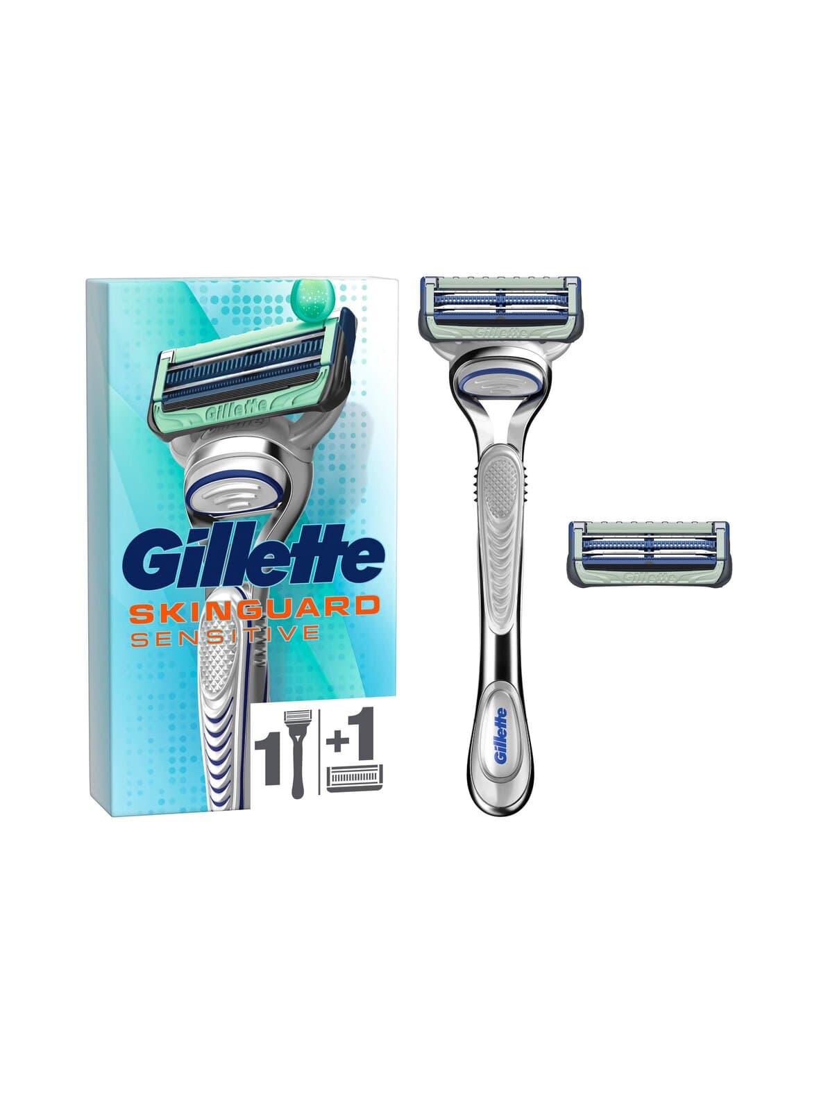 Skinguard sensitive aloe handle + 2 blades -partahöylä + 2 vaihtoterää – Gillette